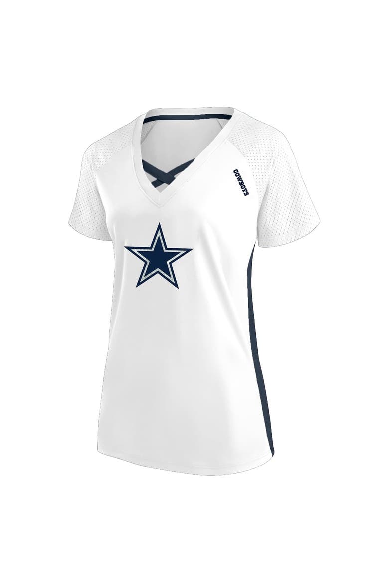 Women's Fanatics  White Dallas Cowboys Plus Size Glitter Lace-Up V- Neck T-Shirt, Alternate, color, White