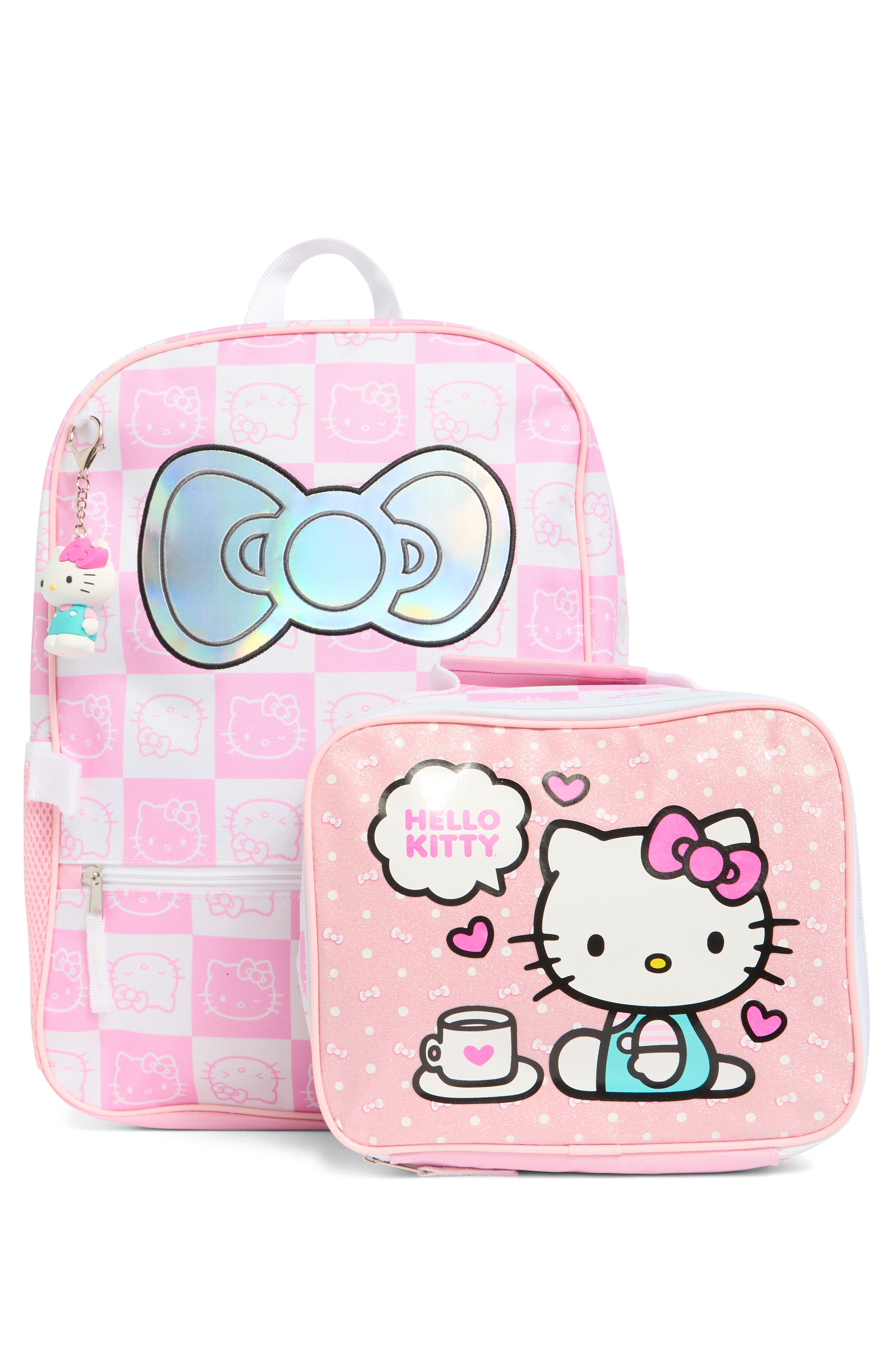 USPA ACCESSORIES Kids' Hello Kitty Backpack, Lunch Box & Key Chain Set, Alternate, color, 