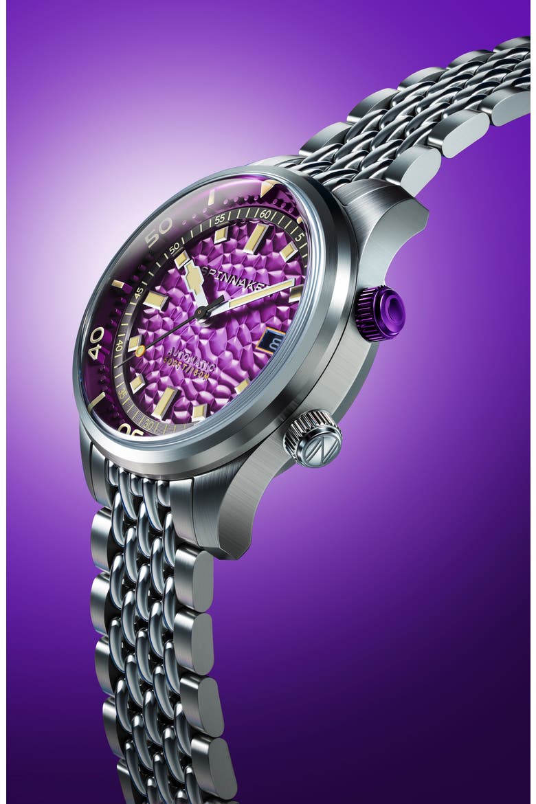 Bradner Automatic Bracelet Watch, 42mm, Alternate, color, PURPLE