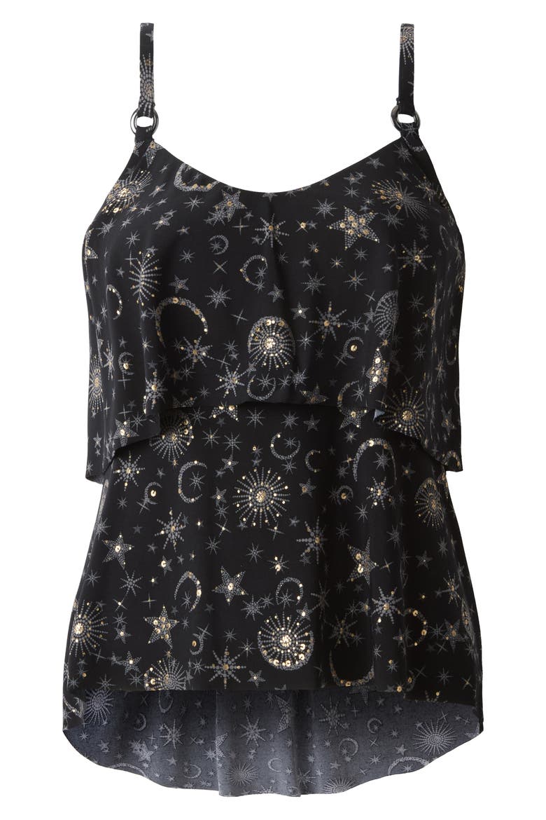 Lucky Stars Grace Tankini Top, Alternate, color, BLACK/ GOLD