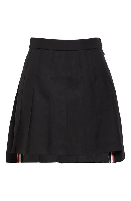 THOM BROWNE THOM BROWNE DROP BACK PLEATED WOOL MINISKIRT