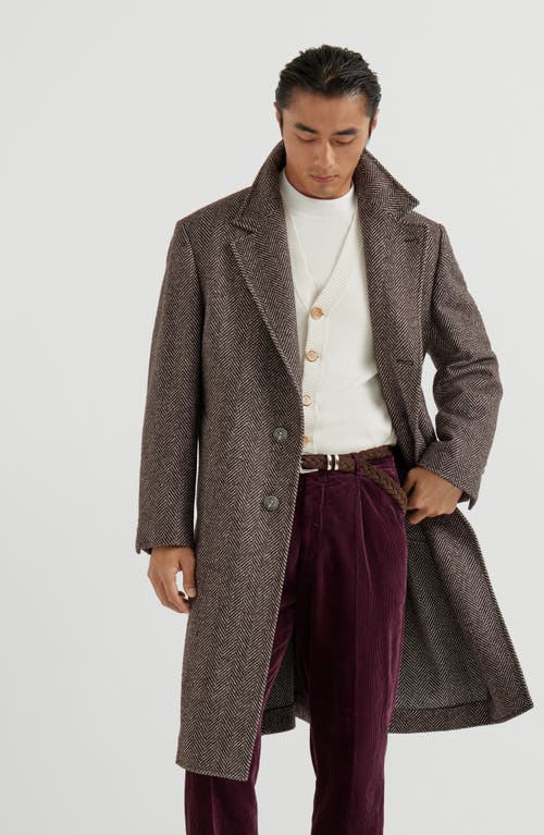 Brunello Cucinelli Cashmere And Silk Single Breasted Coat In Brown