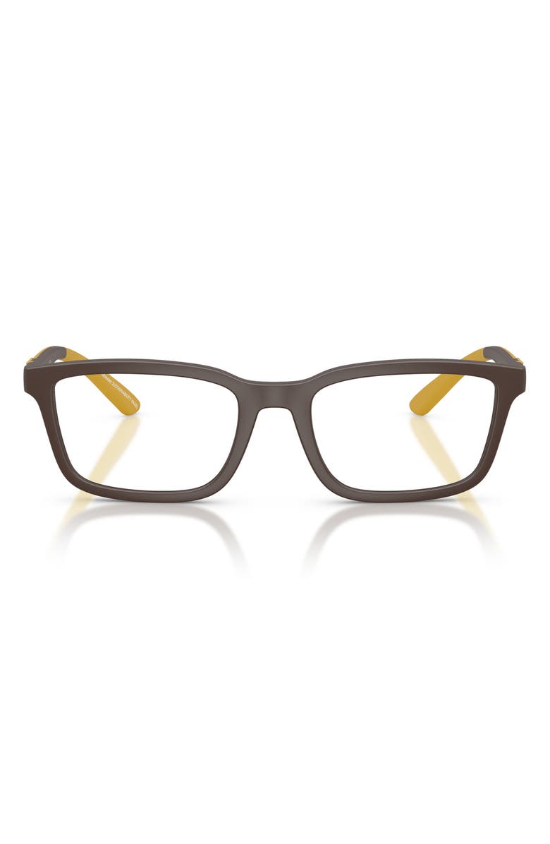 Emporio Armani 56mm Rectangle Optical Glasses, Main, color, Matte Brown / Demo Lens