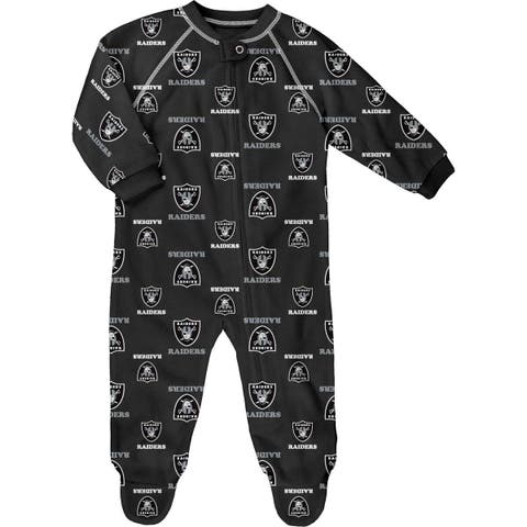 Newborn Black Las Vegas Raiders Allover Print Raglan Full-Zip Jumper