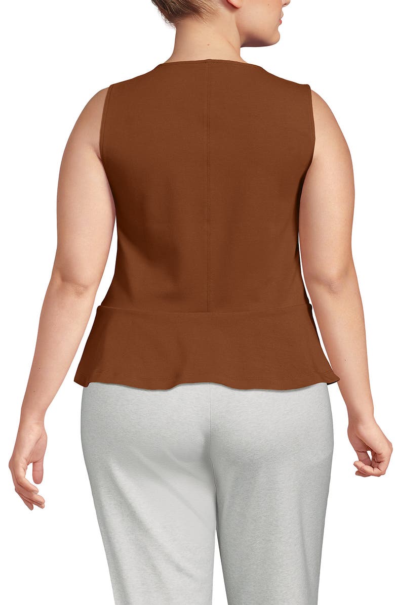 Lands' End Sleeveless Starfish Peplum Top, Alternate, color, Rich Ginger Brown