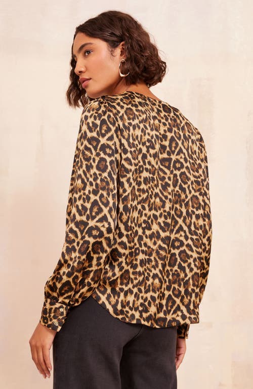 Friends Like These Leopard Print Ruffle Lace-up Top In Neutral