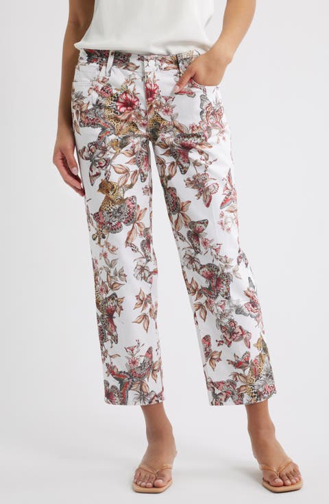 Blaine Crop Stovepipe Jeans (Butterfly Jungle)