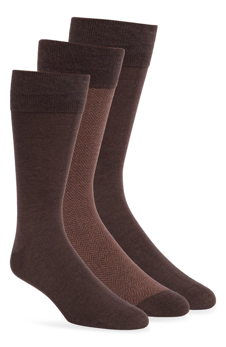 Lorenzo Uomo 3-Pack Dress Socks, Main, color, Brown