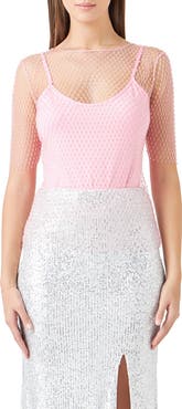 Endless Rose Embellished Mesh Top
