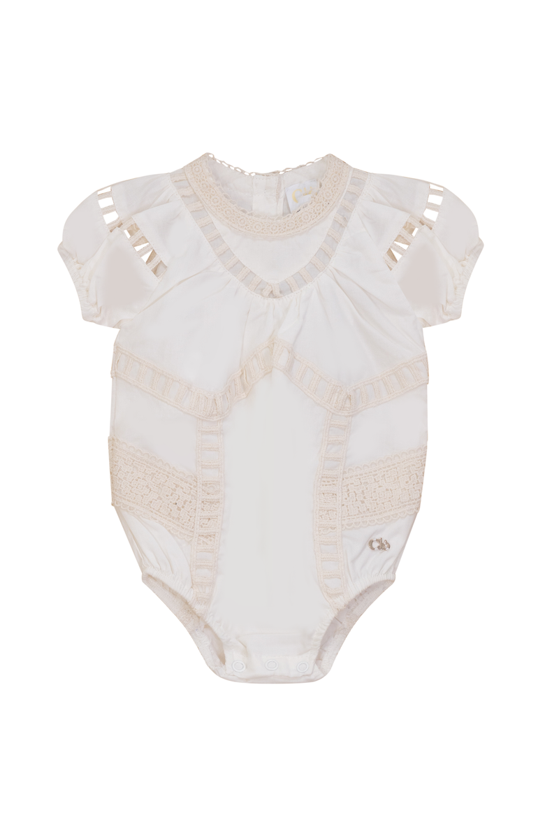 Clô Long Sleeve Woven Lace Bubble, Main, color, Off White