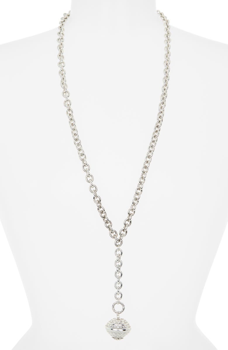 Karine Sultan Long Pendant Y-Drop Necklace, Alternate, color, Silver