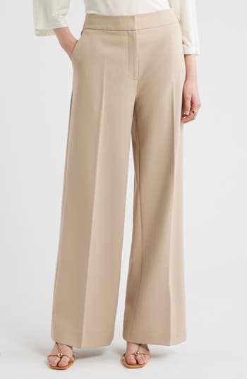 Nordstrom The Lennox Wide Leg Trousers in Beige Humus at Nordstrom Rack, Size 12