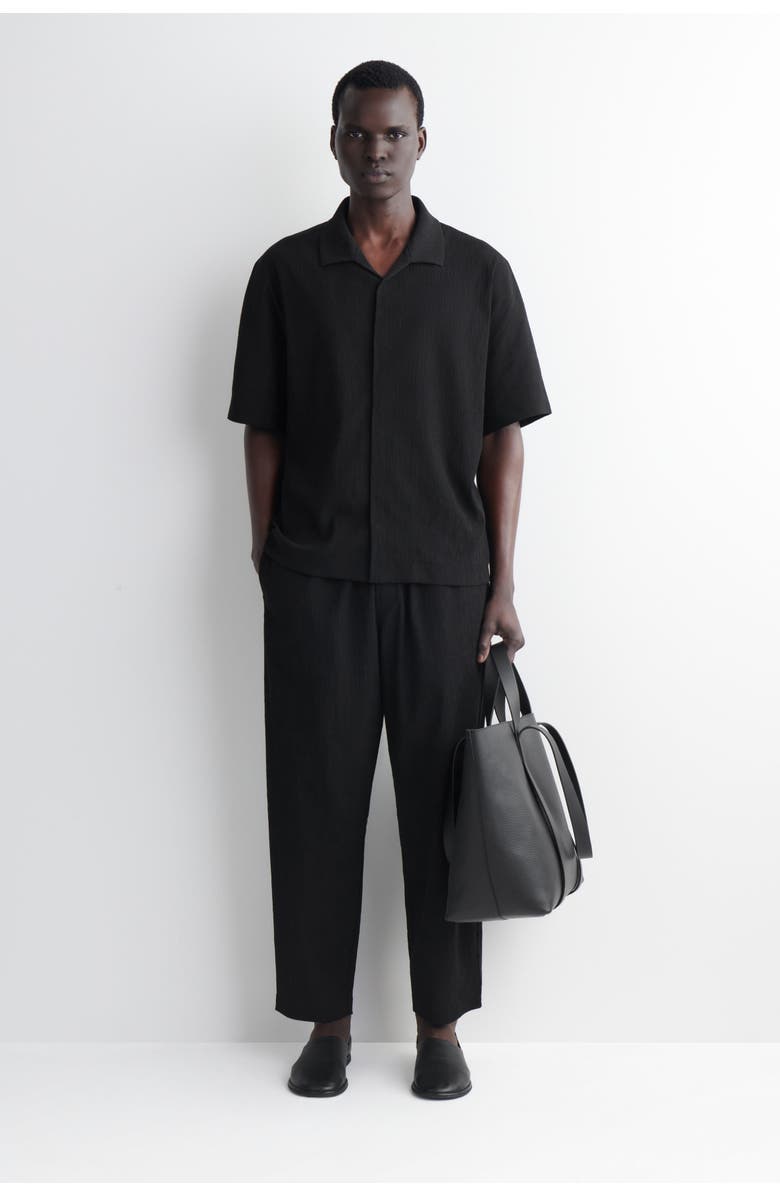 COS Crinkled-cotton Shirt, Alternate, color, Black