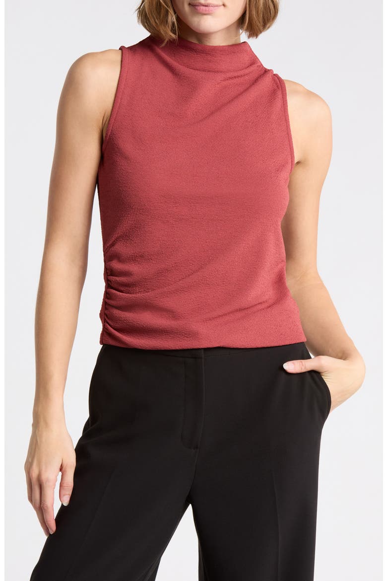 Textured Boat Neck Sleeveless Top, Main, color, MAHOGANY