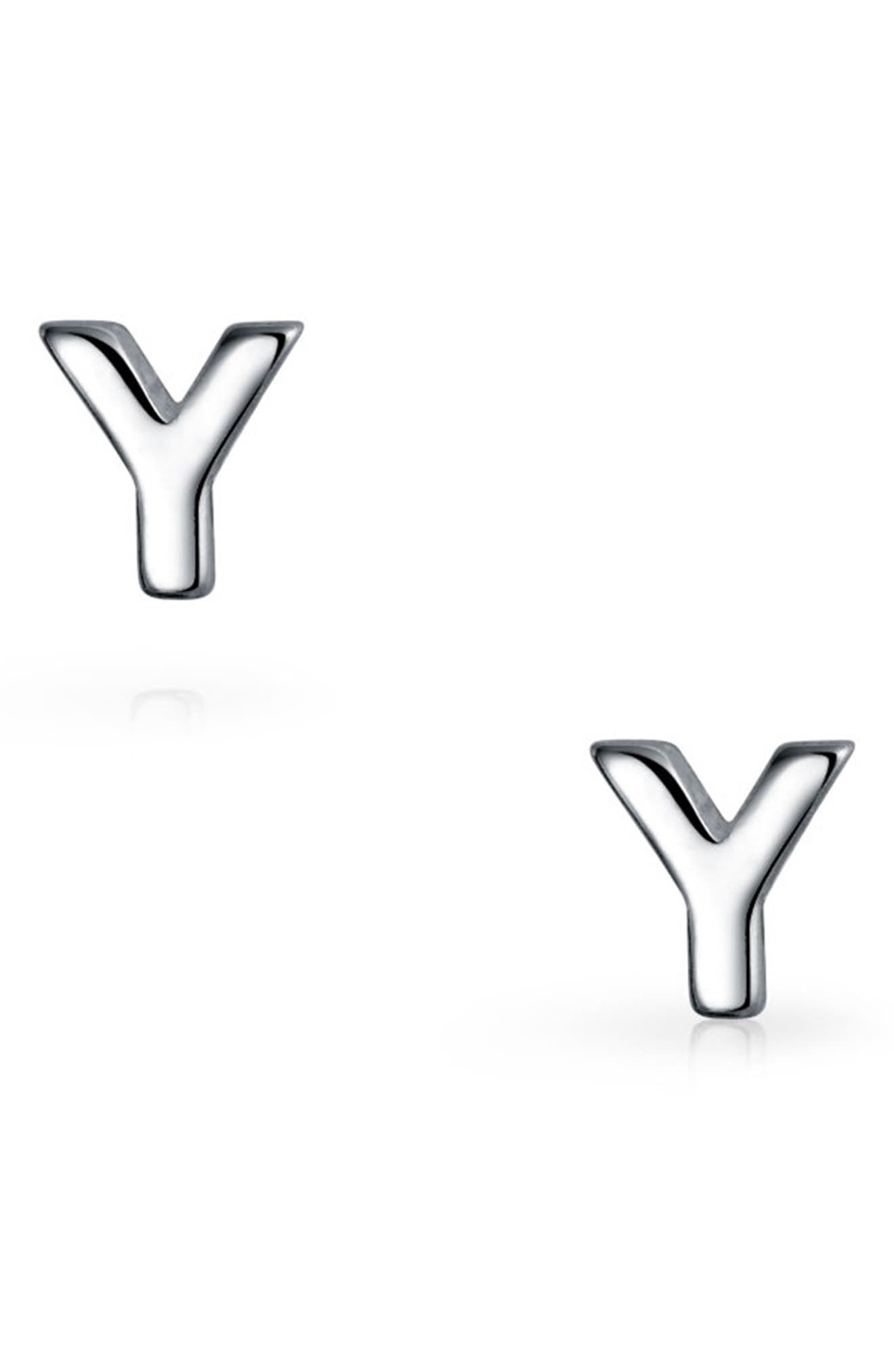 BLING JEWELRY Sterling Silver Capital Block Alphabet Letter Earrings ...