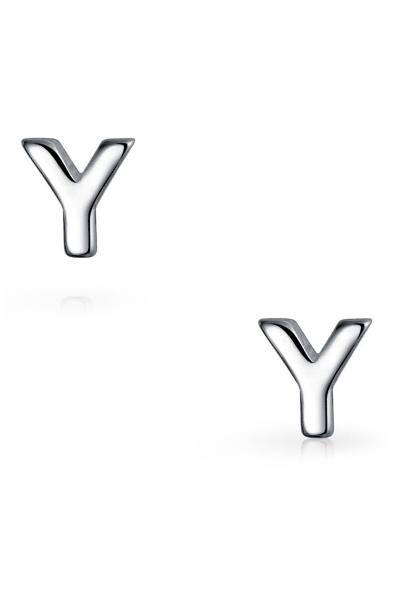 BLING JEWELRY Sterling Silver Capital Block Alphabet Letter Earrings ...