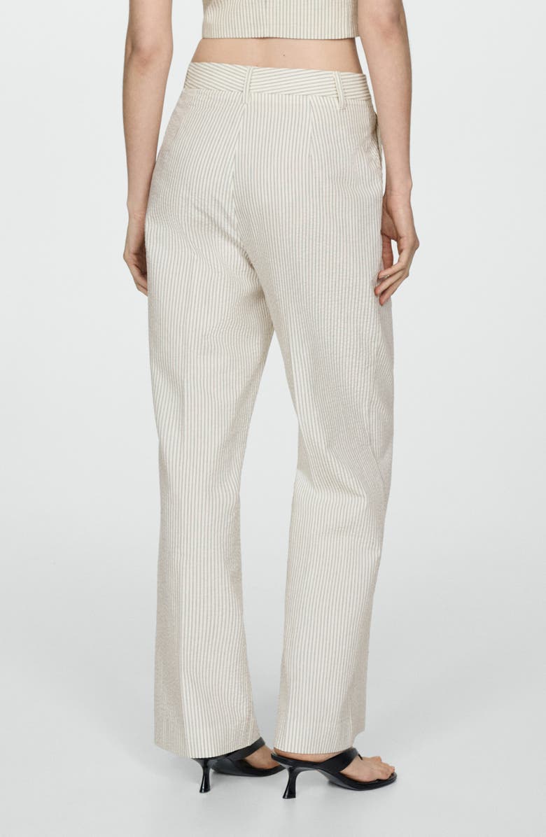 MANGO Stripe Relaxed Straight Leg Seersucker Pants, Alternate, color, 