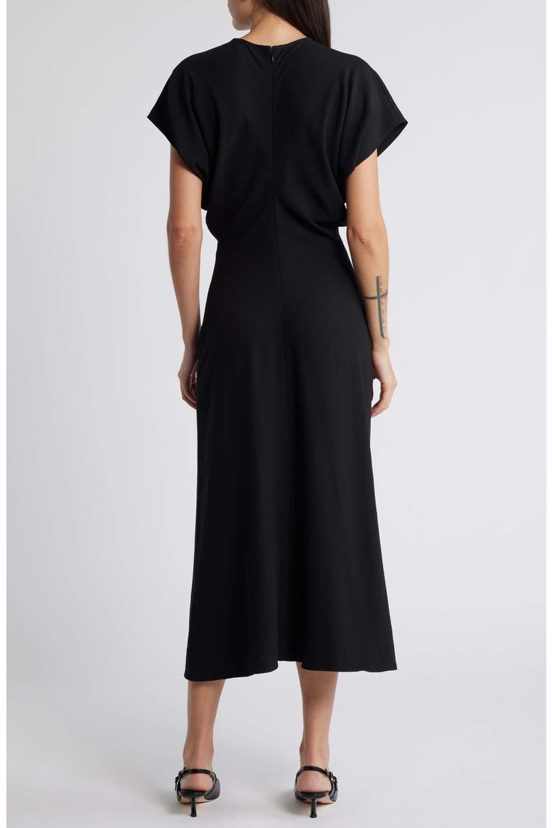 Theo Drape Midi Dress, Alternate, color, BLACK