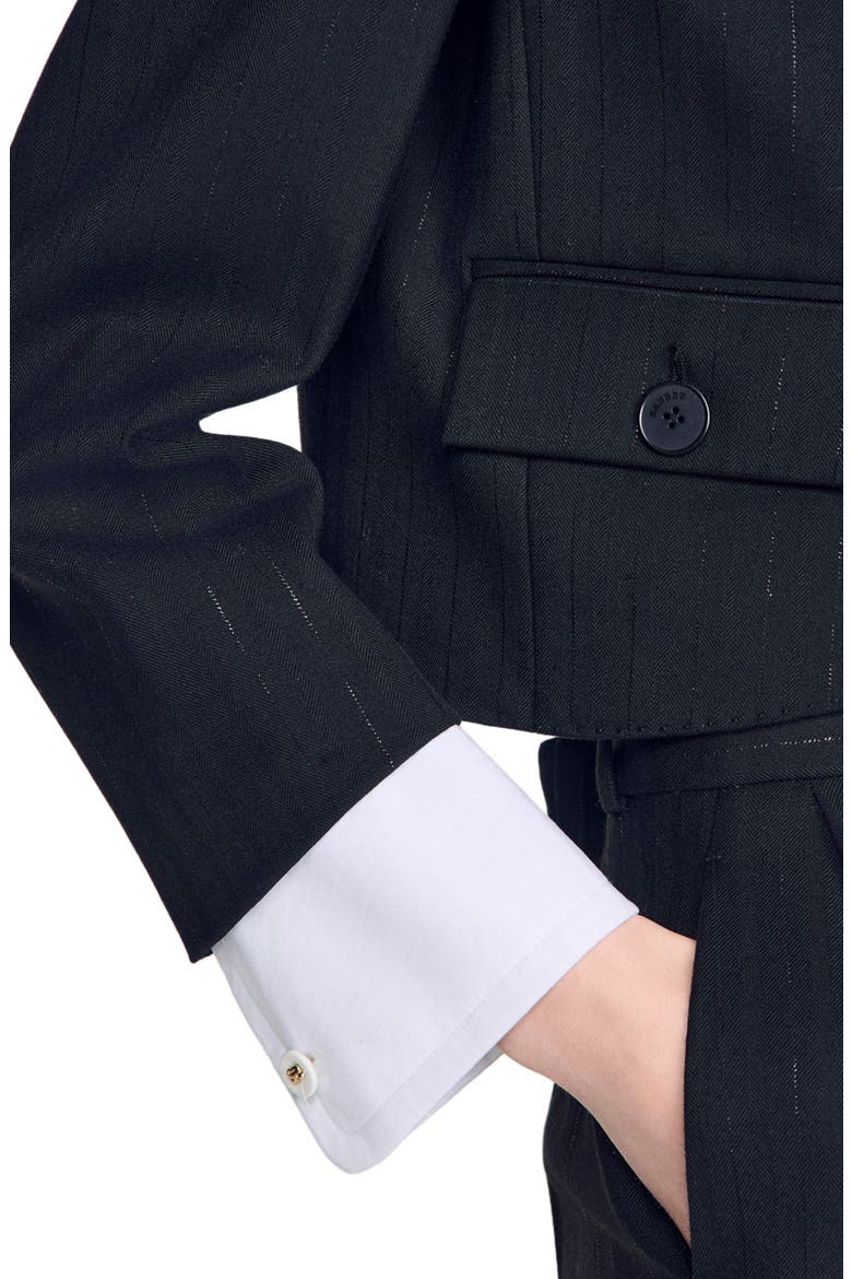 Short jacket with standing collar, Alternate, color, Black