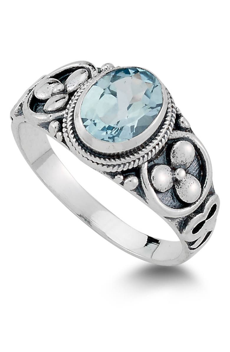 SAMUEL B. Sterling Silver Round Blue Topaz Ring, Main, color, 