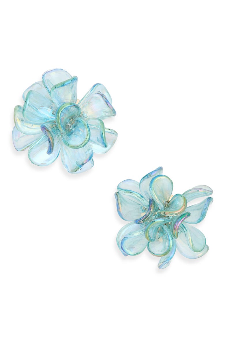 Resin Floral Stud Earrings, Main, color, SAGE GREEN