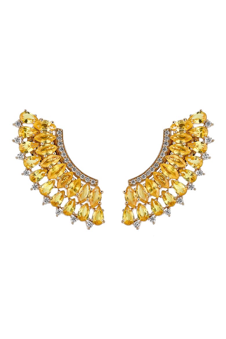 Mirage Yellow Sapphire & Diamond Earrings, Main, color, YELLOW GOLD