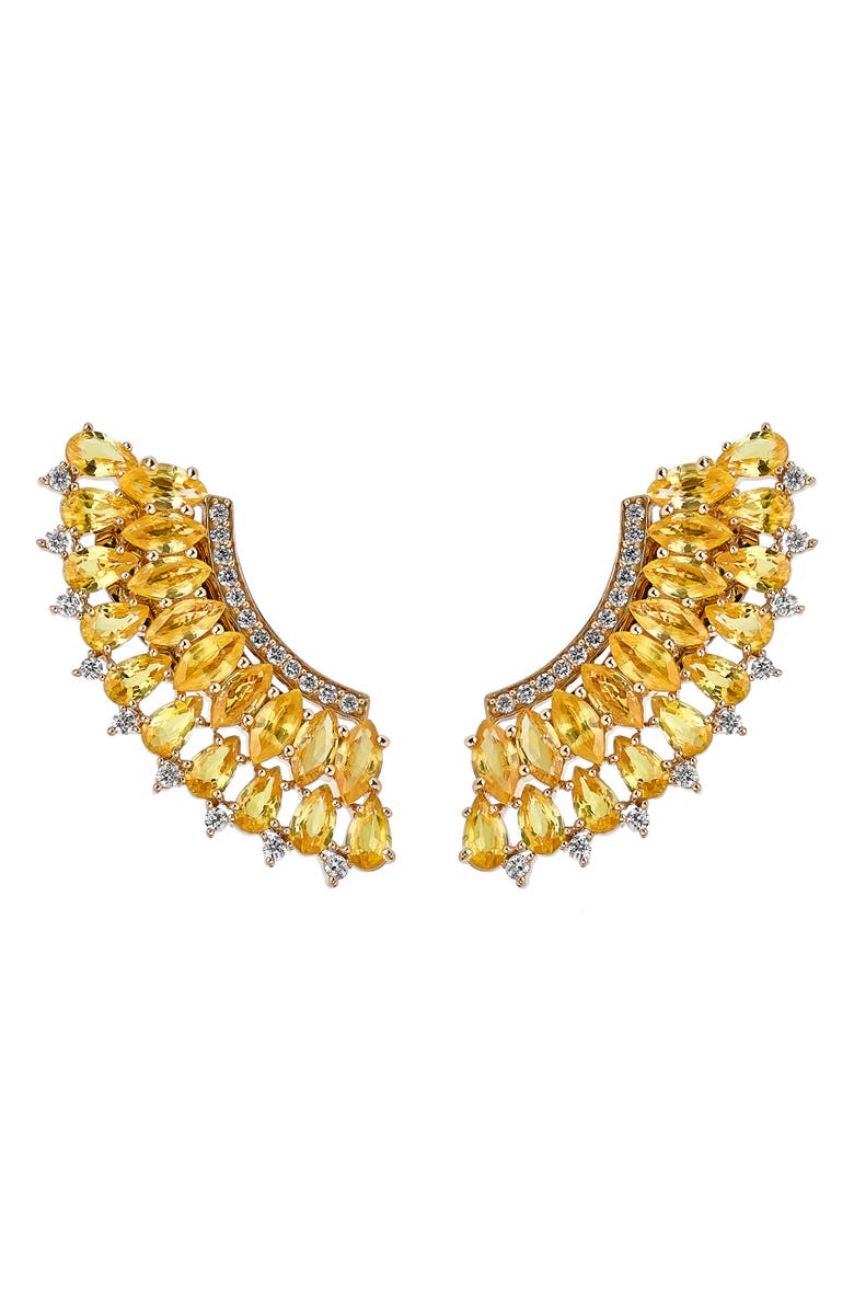 Hueb Mirage Yellow Sapphire & Diamond Earrings, Main, color, Yellow Gold