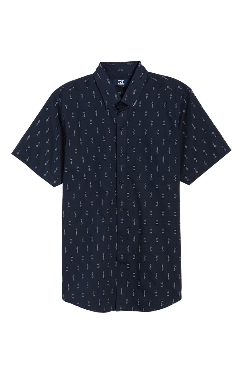 Cutter & Buck Strive Classic Fit Keyhole Print Shirt, Alternate, color, 