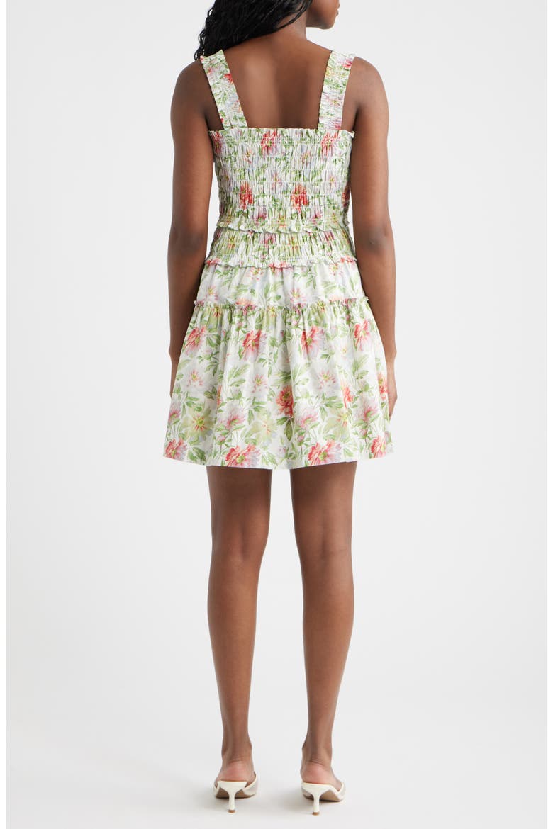 Azalea Smocked Bodice Cotton Mini Sundress, Alternate, color, PEONY CHINTZ