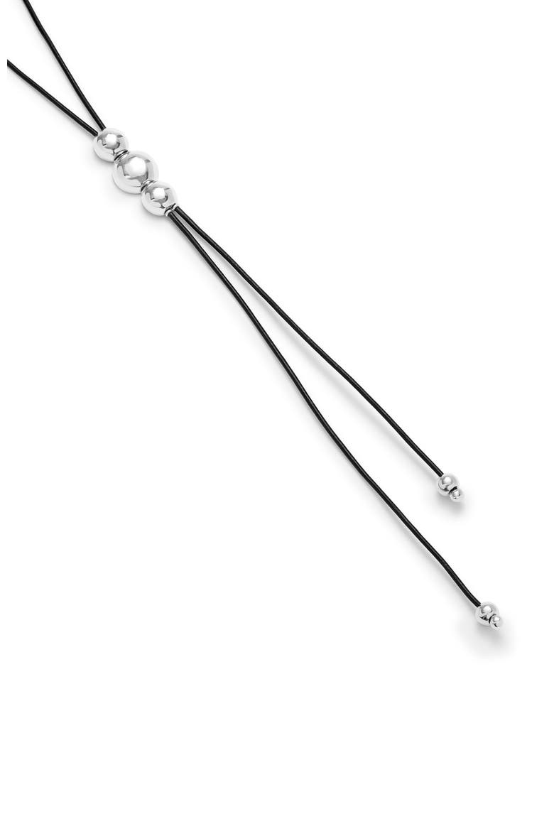 Triple-Bead Leather Necklace, Alternate, color, Silver