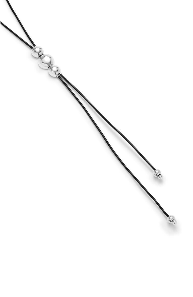 UNODE50 Triple-Bead Leather Necklace, Alternate, color, Silver