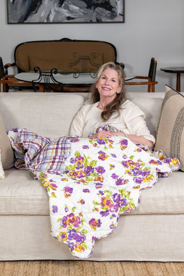 Pansies Throw, Alternate, color, Ecru