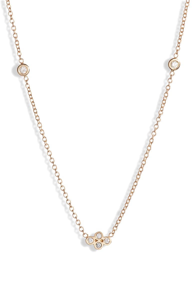 Zoë Chicco Tiny Quad Diamond Pendant Necklace, Main, color, 