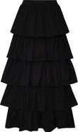 The Lulo Project Release Tiered Ruffle Stretch Cotton Maxi Skirt