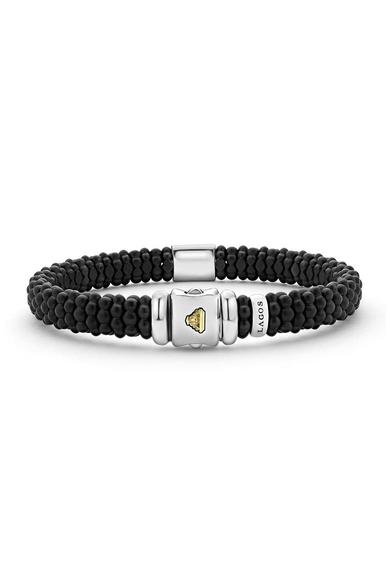 Men's Black Caviar Bracelet, Alternate, color, SILVER/ BLACK