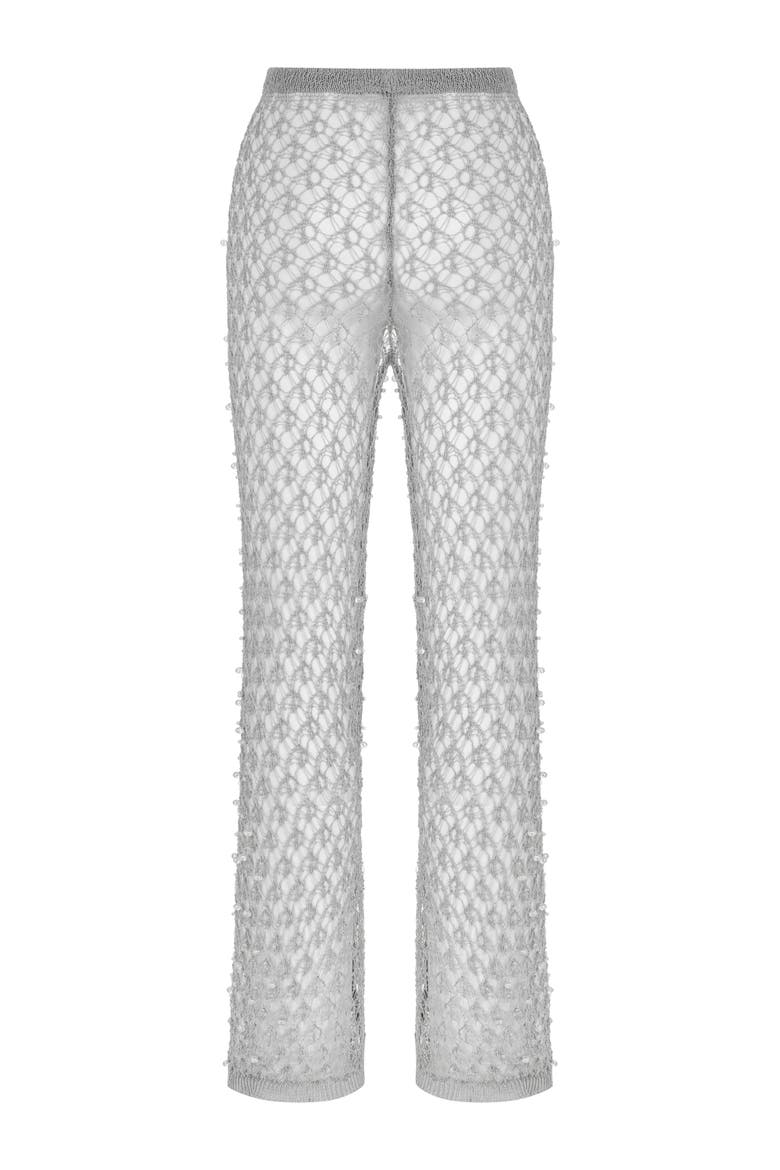 Shimmering Threaded Mesh Pants, Alternate, color, Grey