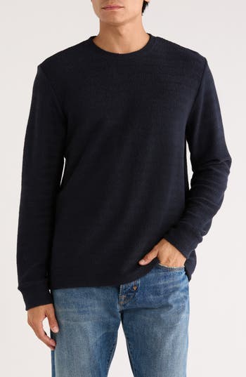 Vince Herringbone Cotton French Terry Sweatshirt In Blue
