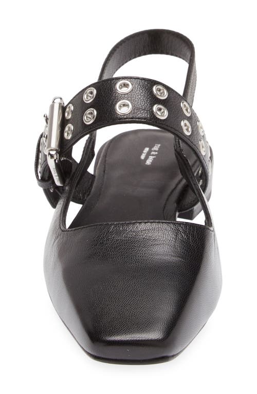 Rag & Bone Astra Houndstooth Buckle Slingback Ballerina Flats In Black