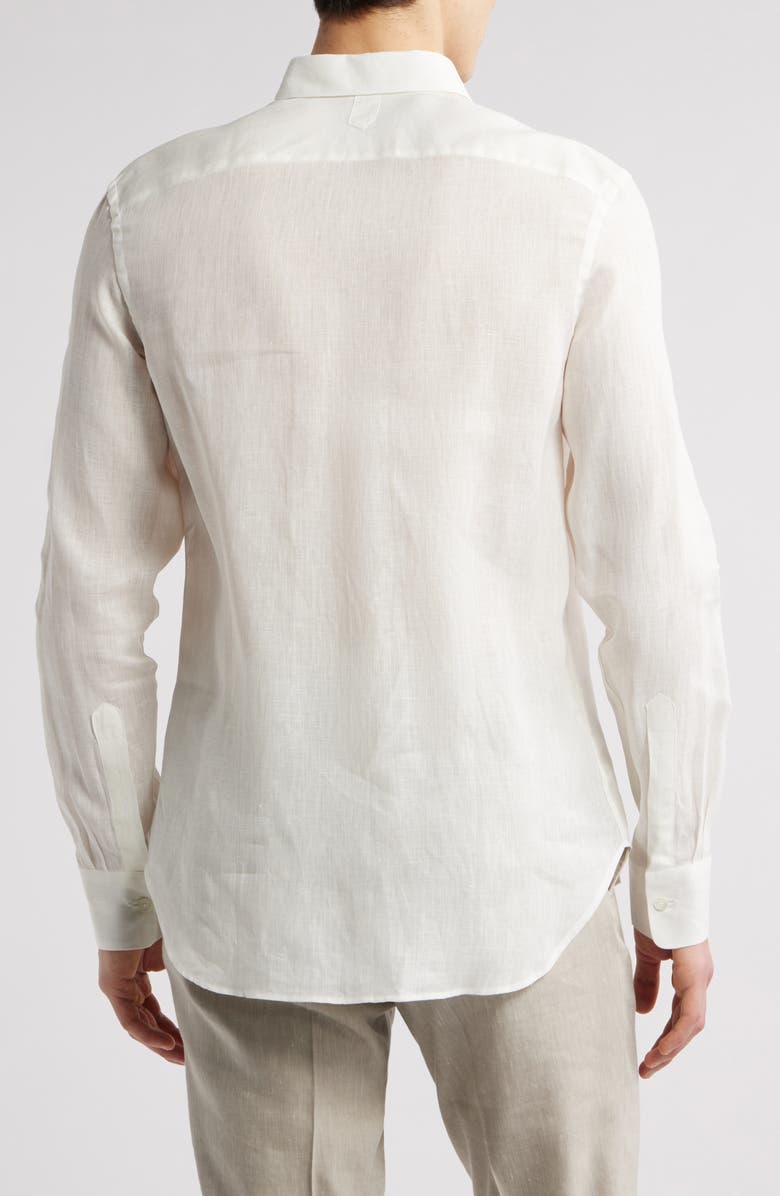 Canali Regular Fit Linen Dress Shirt, Alternate, color, 