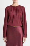 Vince Pleated Neck Silk Blend Top