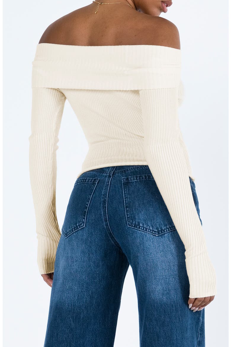 Morley Foldover Off the Shoulder Rib Sweater, Alternate, color, LIGHT BEIGE