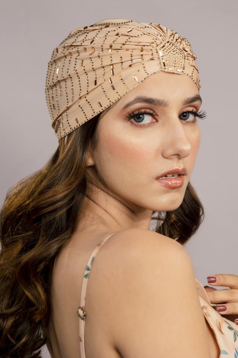 Sahara Glow Crystal Headwrap, Alternate, color, Beige