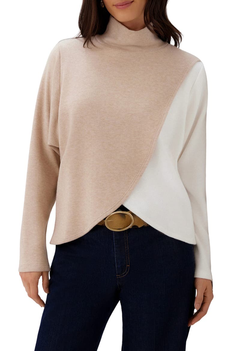 Crossover Colorblock Top, Main, color, LIGHT TAN/ IVORY