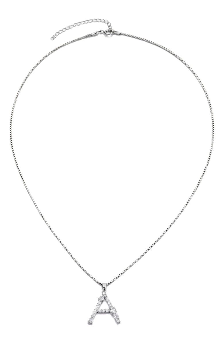Adornia Mixed Crystal Initial Pendant Necklace, Alternate, color, Silver-A