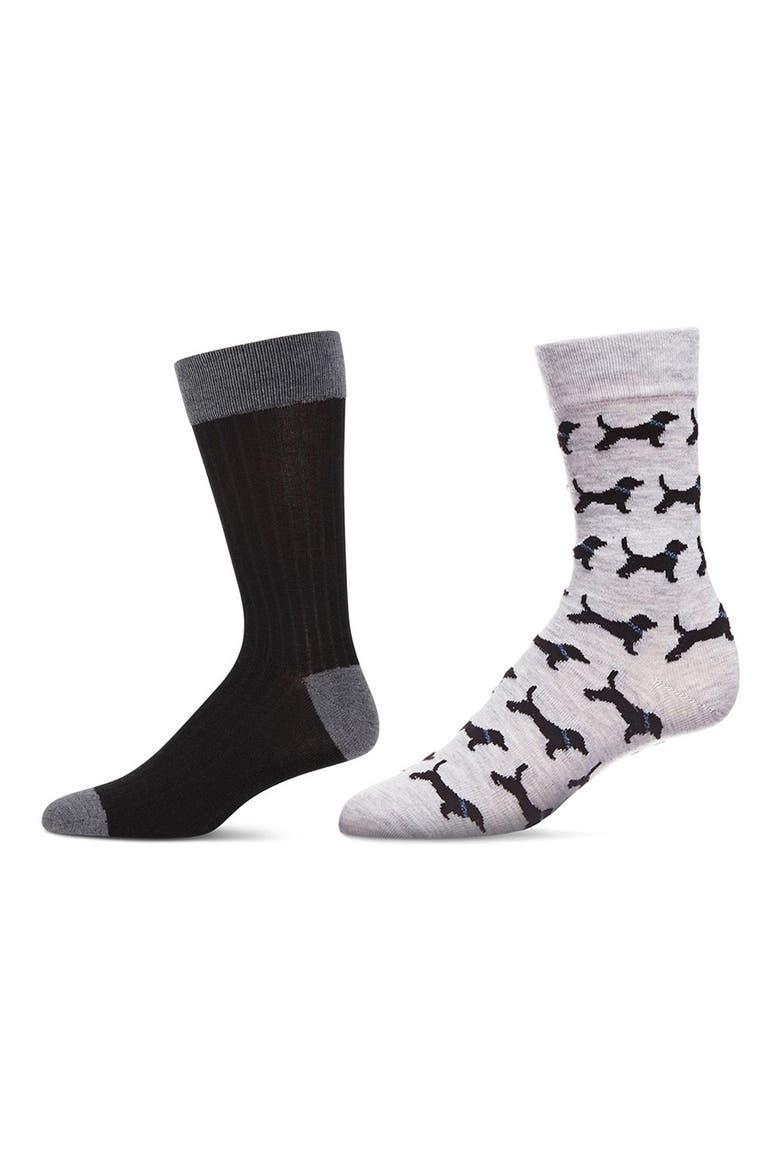Assorted 2-Pack Crew Socks, Main, color, BLACK-BLACK
