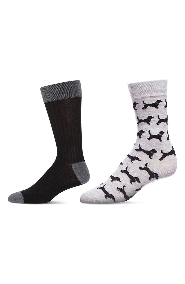 MeMoi Assorted 2-Pack Crew Socks, Main, color, Black-Black