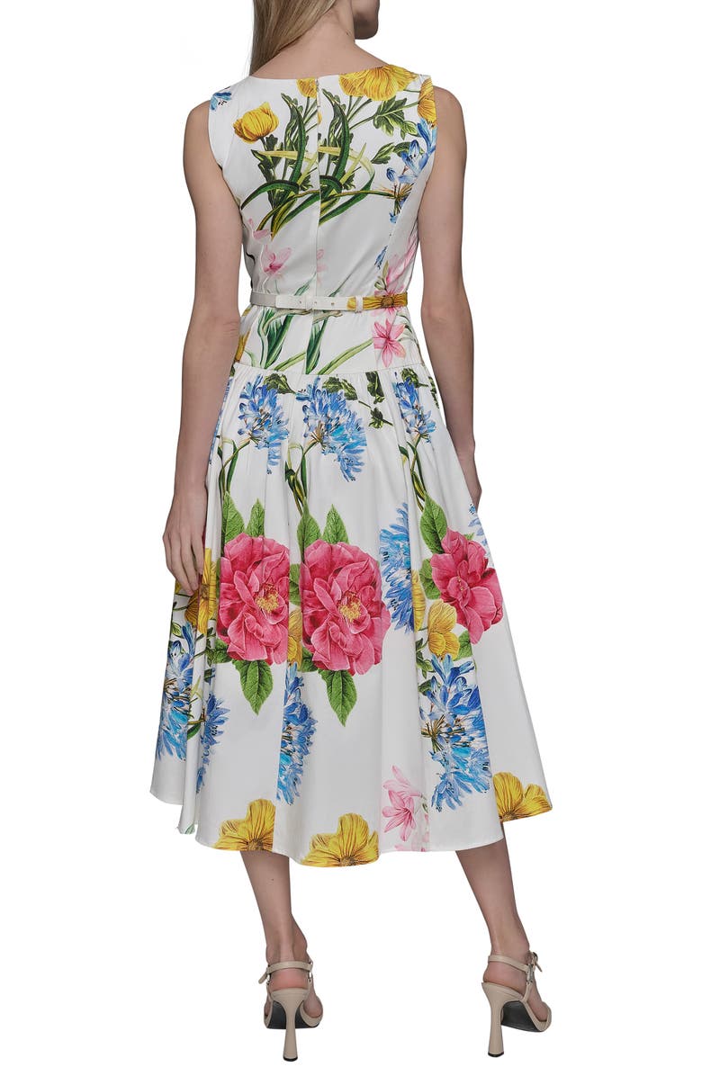 KARL LAGERFELD Print Cotton Midi Dress, Alternate, color, Soft White Multi