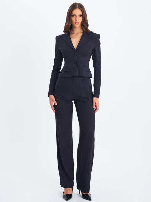 Miss Circle Quinnee Striped Single-breasted Peplum Blazer In Blue