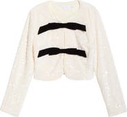 All in Favor Sequin Velvet Bow Jacket