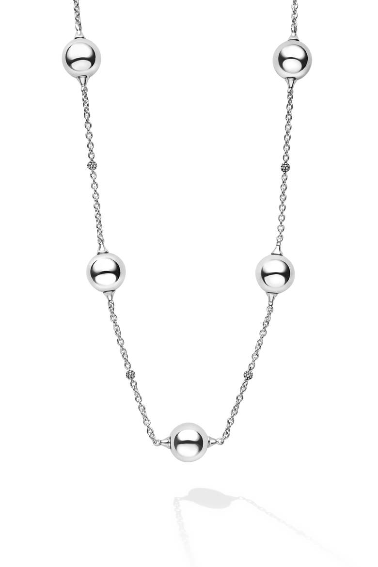 Caviar Bubbly Necklace, Main, color, SILVER